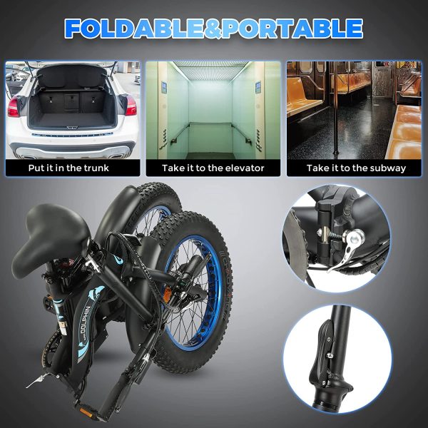 Ecotric Dolphin E-Bike 36V 12.5AH 500W 21-23 MPH 20" Fat Tire Folding Matte Black New - Image 6