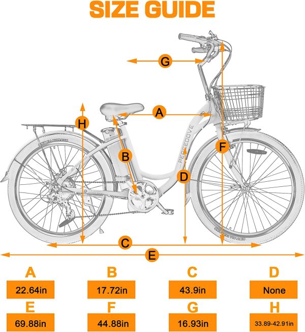 Ecotric Peacedove E-Bike 36V 10AH 350W 15-18 MPH 26" City Bike with Basket and Rear Rack Matte Black New - Image 10