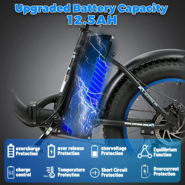 Ecotric Dolphin E-Bike 36V 12.5AH 500W 21-23 MPH 20" Fat Tire Folding Matte Black New - Image 3